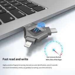 Vingerafdruk U-schijf - Data opslag - Veilige bestanden - 3-in-1 connectiviteit - 512 GB - Zwart — thumbnail 3
