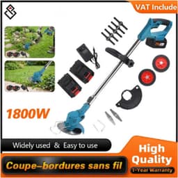 Grasmaaier-1800W Draadloze Grasmaaier - Telescopische Steel 95-135cm-Elektrische Grasrandtrimmer Tuin OnkruidtrimmerMet 2 Batterijen. — thumbnail 2