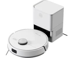 Robotstofzuiger Met Dweilfunctie - 5000 Pa Zuigkracht - Leegt Automatisch - 3-In-1 Dweilrobot - LDS LiDAR Navigatie - Voor Tapijt En Harde Vloeren - Wit