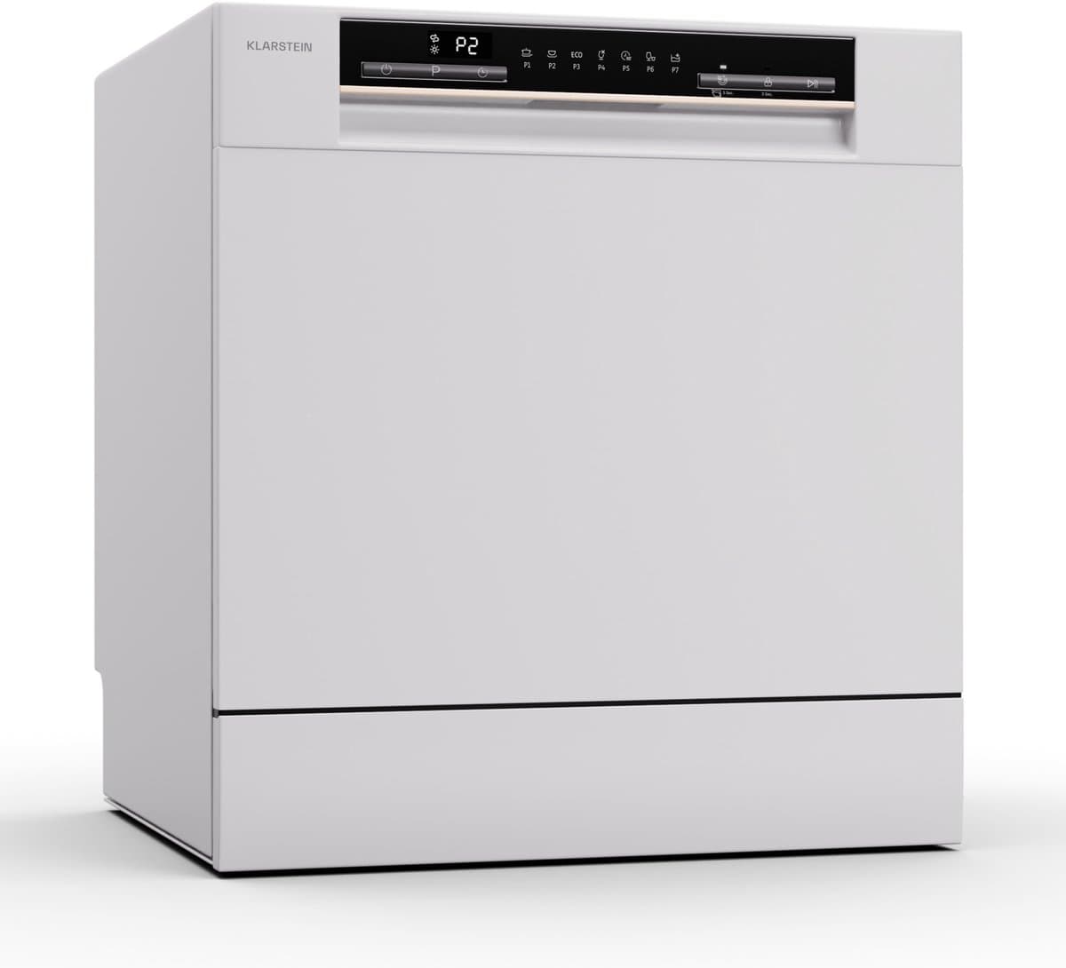 Klarstein Vaatwasser mini- voor 8 couverts, stille kleine vaatwasser met 7 wasprogramma's, kleine tafelmodel vaatwasser voor thuis, op kantoor en op de camping, mini-vaatwasser met wateraansluiting - 8L 8 Maatgedekken 47 dB 50 cm - voor Keuken — afbeelding 1