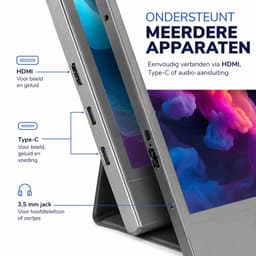 Leba Portable Monitor Full HD USB-C - 15.6 Inch Inclusief Hoes - Met Speakers - Plug en Play - Draagbare monitor - Draagbaar scherm - Draagbare monitor voor laptop - draagbaar scherm voor telefoon & console - portable beeldscherm - USB Monitor — thumbnail 5