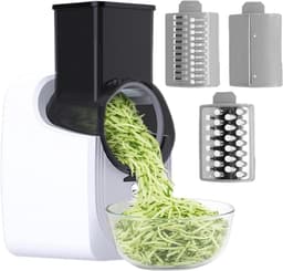 Elektrische Rasp - Keuken Snijder - Maaltijdvoorbereiding Versnellen - 3 Verschillende Kegels - 14x16x29cm - Wit — thumbnail 1