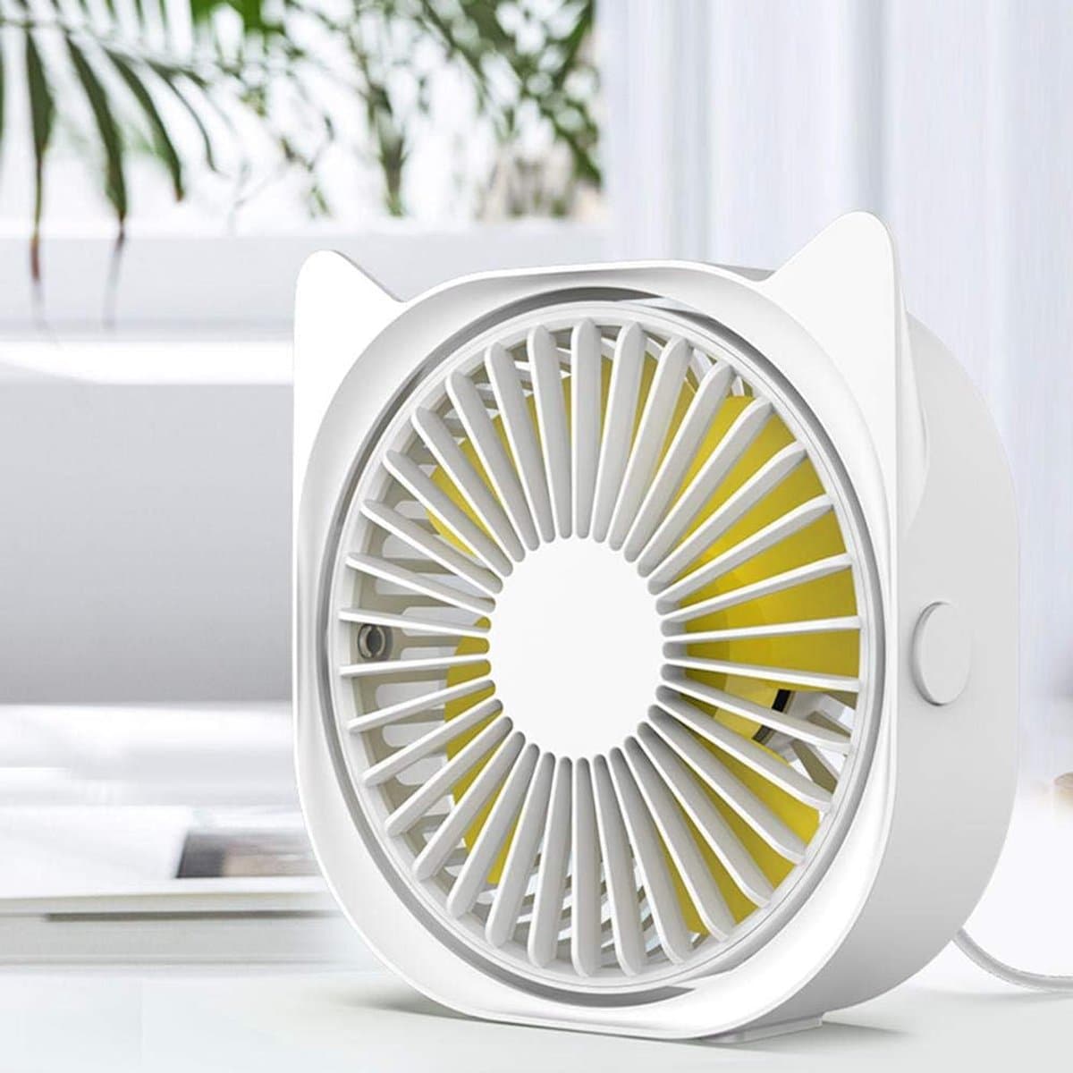 360° draaibare USB-ventilator, stille mini-koelventilator voor kantoor en persoonlijk gebruik (wit) — afbeelding 1