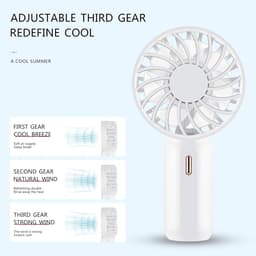 Mini-USB-tafelventilator met 3 snelheden, oplaadbaar, ideaal voor slaap, kantoor, reizen, enz. (wit) — thumbnail 4