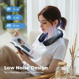 Nekventilator met Halfgeleider Koeling 4400mAh – Draagbare Nek Airconditioner met Groot Koelvlak, LED Display, 3 Windsnelheden & 3 Koelstanden, USB-C Oplaadbaar – Zwart — thumbnail 3