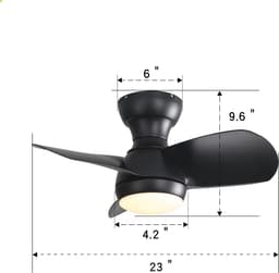 Merdoo plafondventilator met LED verlichting - Ø 58 cm - zwart - afstandsbediening - DC motor - 6 snelheden — thumbnail 2