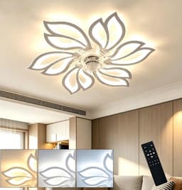 NETTLIFE Plafondventilator met Verlichting - wit - Dimbaar 3000K-6500K - 6 standen Ventilator - met Afstandsbediening - Timing - LED Plafondlamp Ventilator - Creatief Ontwerp - Winter / Zomer - voor Slaapkamer | Woonkamer — thumbnail 1