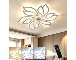 NETTLIFE Plafondventilator met Verlichting - wit - Dimbaar 3000K-6500K - 6 standen Ventilator - met Afstandsbediening - Timing - LED Plafondlamp Ventilator - Creatief Ontwerp - Winter / Zomer - voor Slaapkamer | Woonkamer
