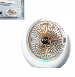 Oplaadbare bureaumventilator - USB tafelventilator met RGB licht - Stille kleine bureauventilator - 3 snelheden tafelventilator - RGB looplicht, bedraad en draadloos gebruik - Kunststof - 20×5×21cm - Geschikt voor kantoor en thuis - Goud — thumbnail 1