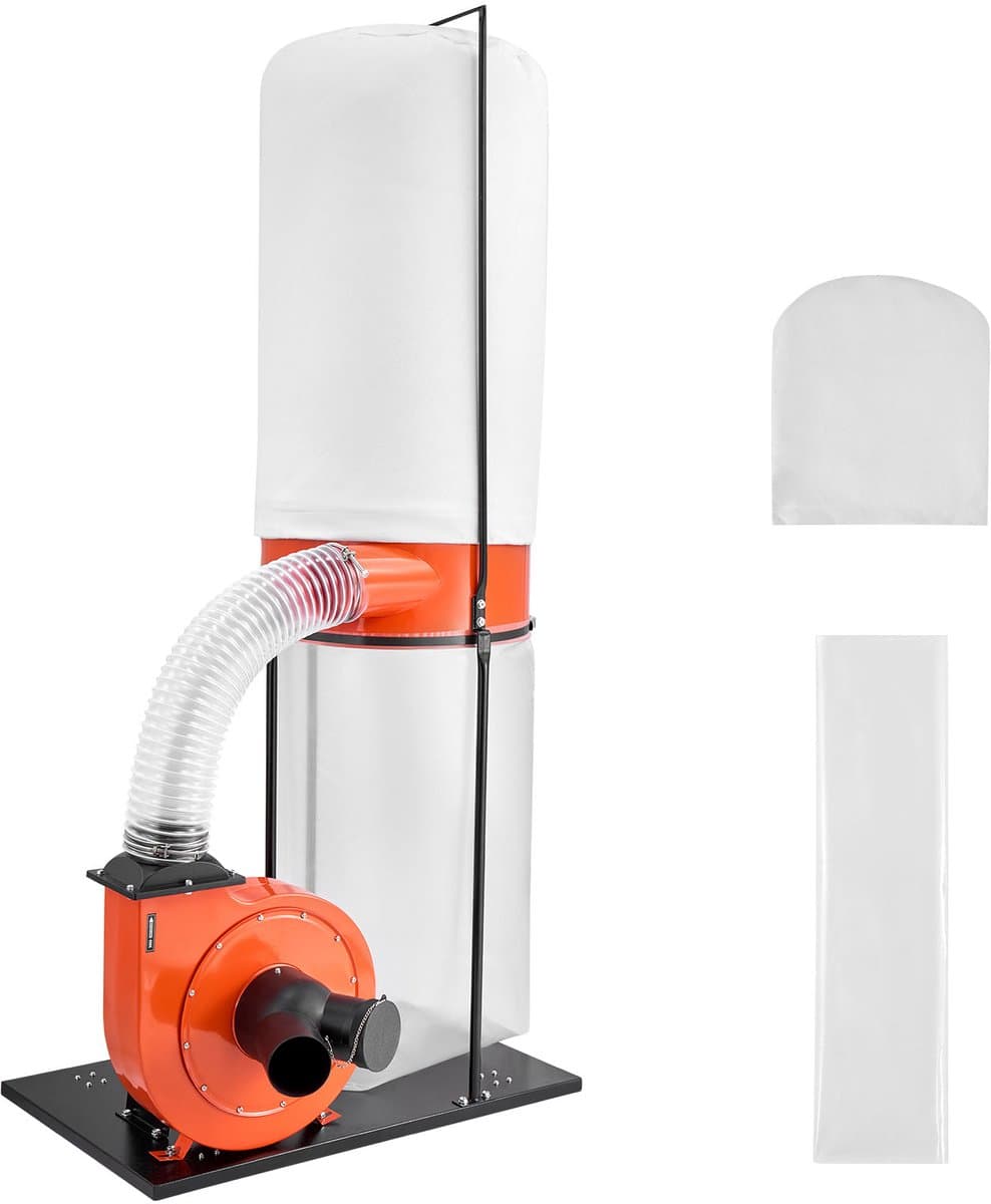Stofafzuigsysteem, 1868,91 m³/u, 2,5 Micron Stofscheiding, 1,5 Pk Zaagselafzuiger met 132,5 Liter Opvangzak en 159 Liter Filterzak, Geschikt voor het Verwijderen van Spanen — afbeelding 1