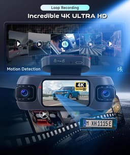 SnelShoppen - 4K Dashcam Auto met 4 Camera's, Wifi App, GPS, Nachtzicht, G-sensor, Parkeerbewaking, 360° Beeld, Voor, Achter, Binnen en Links — thumbnail 4
