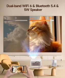 SnelShoppen - Magcubic HY300max Mini Beamer 4K & 8K met Dual-Band Wifi 6 en BT 5.4, 260 ANSI, Autofocus en Trapeziumcorrectie voor Thuisbioscoop en Fe — thumbnail 3