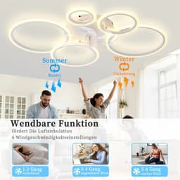 Roulana LED-plafondventilator met verlichting, 100 cm lamp met ventilator, 80 W, wit , inclusief afstandsbediening, 120V-240V. 6400 lumen — thumbnail 3
