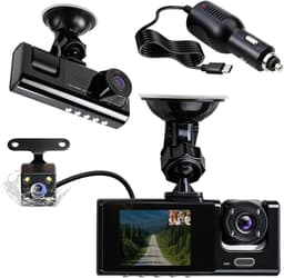 SnelShoppen - Dashcam voor Auto Met 3 Camera's, 1080p, 170° Ultrabrede Hoek, IR Nachtzicht, G-Sensor, 24-Uurs Parkeermodus, Wifi Loopopname, Ideaal Vo — thumbnail 1