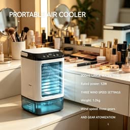 M-Goods Mobiele Aircooler - Luchtkoeler met 900 ml Watertank - 3 Snelheden & 7-Kleuren Nachtlamp — thumbnail 5