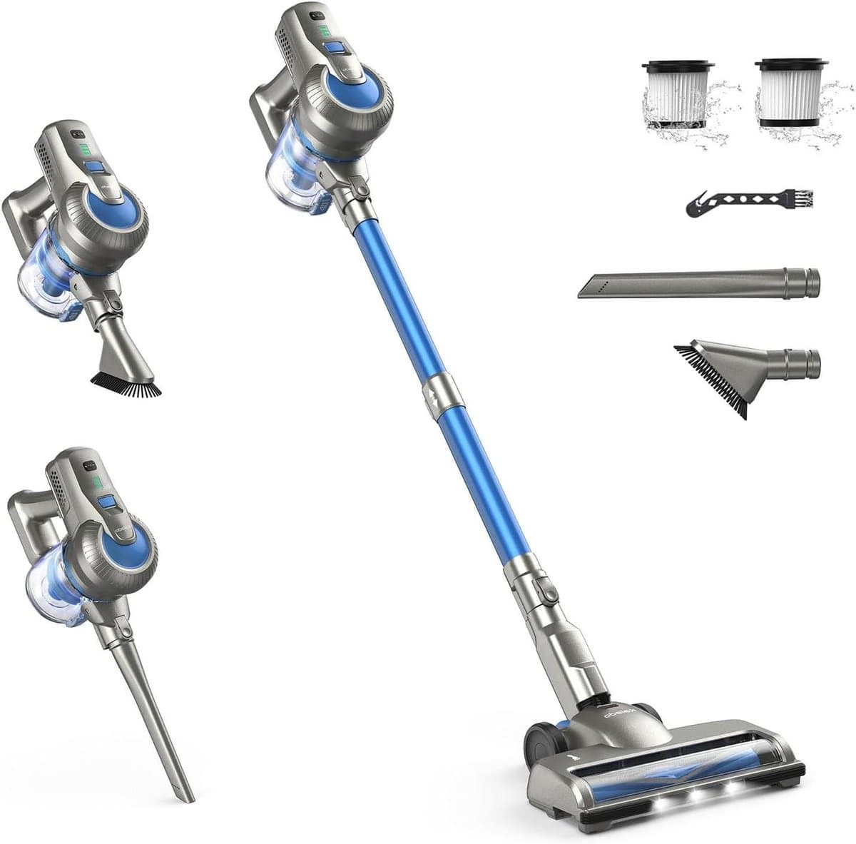 Draadloze Stofzuiger - Steelstofzuiger Handstofzuiger - Huis en Auto - 23kPa Zuigkracht - 35 Min Looptijd - Blauw — afbeelding 1