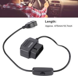 18,7 inch II Powerkabel - 2-naar USB-opladerskabel - Dashcam-hardwire-kit met 16-polige connector voor auto GPS DVR dashcam — thumbnail 2