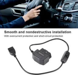 18,7 inch II Powerkabel - 2-naar USB-opladerskabel - Dashcam-hardwire-kit met 16-polige connector voor auto GPS DVR dashcam — thumbnail 4