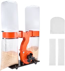 Stofafzuigsysteem, 2634,47 m³/u, 2,5 Micron Spaanafzuigsysteem, 3,0 Pk Zaagselafzuiging met Twee Stofzakken van 132,5 Liter en Twee Filterzakken van 159 Liter, 2800 Tpm, Non-Woven Materiaal — thumbnail 1
