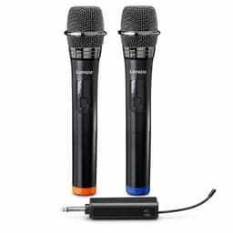Lenco Microfoon Draadloos - Microfoon - MCW-020BK - Set van 2 Draadloze Microfoons met 6,3 mm ontvanger - Plug & Play - Zwart — thumbnail 1