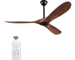 Plafondventilator 52 inch zonder licht - 6 snelheden - Omkeerbare stille DC-motor - Met afstandsbediening - Modern ontwerp - Geschikt voor binnen en buiten