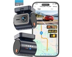 SnelShoppen - KAWA 4K Mini Dash Cam, Voice Control, Stealth Display, 2K HDR Nachtcamera, Ingebouwde Wi-Fi 6 & GPS, 24/7 Gebufferde Parkeermodus, Onder