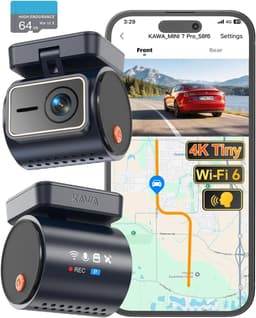SnelShoppen - KAWA 4K Mini Dash Cam, Voice Control, Stealth Display, 2K HDR Nachtcamera, Ingebouwde Wi-Fi 6 & GPS, 24/7 Gebufferde Parkeermodus, Onder — thumbnail 1