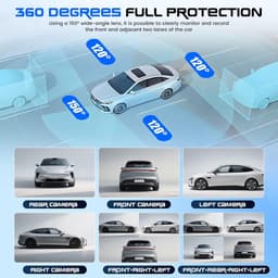 SnelShoppen - 4-kanaals dashcam auto 1080p met 360° rondom zicht, 4 verstelbare camera's, 3,16 inch display, IR-nachtzicht, bewegingsdetectie, loopopn — thumbnail 2