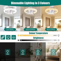 Plafond Ventilator met Verlichting en RGB - Ventilator Lamp Plafond - Stille Plafondlamp - E27 Fitting - 16 Kleuren - Timer - 3 Windsnelheden — thumbnail 3