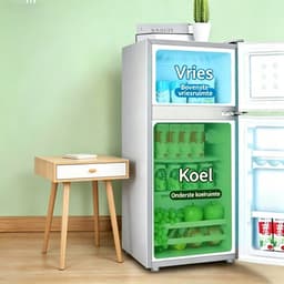 Deze compacte minikoelkast met dubbele deur en vriesvak heeft een inhoud van 43 liter en beschikt over aparte koel- en vriesvakken voor langdurige bewaring van voedsel Geschikt voor slaapkamers keukens kantoren en studentenkamers — thumbnail 4