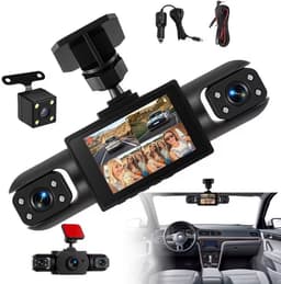 Dashcam voor Auto - Vier Camera's - 360-graden Panoramische Dekking - Infrarood Nachtzicht - Achteruitrijassistentie - 1080P - Zonder Geheugenkaart — thumbnail 2