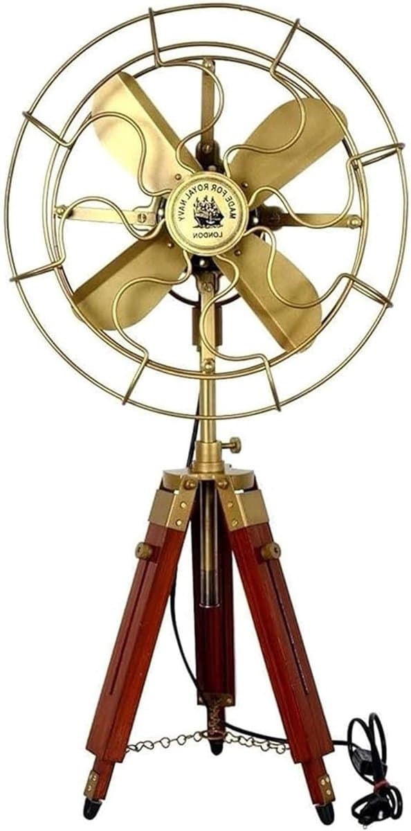 Statiefventilator - Vloerventilator - Kamers Koelen - Antieke Stijl - Medium - Bruin Messing — afbeelding 1
