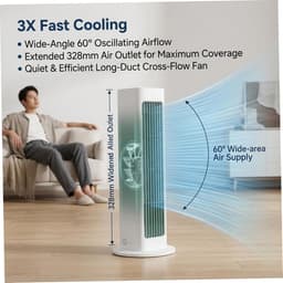 Draagbare Airconditioner - mini airco - luchtkoeler - draagbare airconditioner voor thuis - mini air cooler - mini aircooler met water usb-c - mini aircooler - mobiele airco - Persoonlijke Koeling - Ultra Stil Ontwerp - 32.5 x 7.5 x 7.5CM - Wit — thumbnail 3