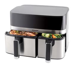Heinner Dubbele Heteluchtfriteuse – 1700W – 8,6L Totale Capaciteit – 5,3L + 3,3L Manden – Digitaal Display – Touchbediening – 8 Programma’s – SYNC & MATCH – Grijs/Zilver — thumbnail 3