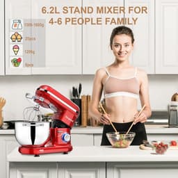 Keukenmixer 1500W Stil 6 snelheden met 6L mengkom, elektrische keukenmachine met garde en deeghaak — thumbnail 2