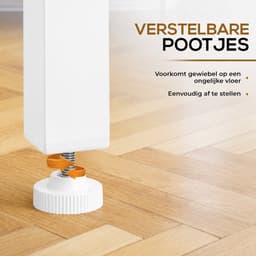 LP Opbergsysteem - Wit - Tot 100 Platen - Stevig Hout & Metaal - 65 x 40 x 30 cm (H x B x D) - Platenspeler Meubel - Platen Houder - Vinyl Kast / Tafel - Standaard - Platenrek - Platenhouder - Platenkast — thumbnail 2