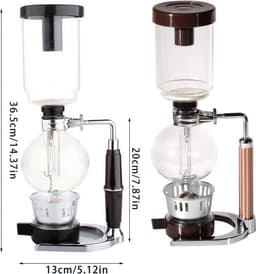 Sifon Koffiezetapparaat - Vacuüm Brouwer - Thuis Koffie Zetten - Borosilicaatglas - 3 Persoons - Zwart — thumbnail 5