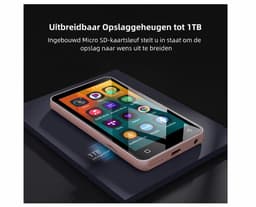 80GB MP3-speler met Bluetooth en Wifi - 4 Inch Touchscreen MP4-speler - Draagbare HiFi Audiospeler met Luidspreker - Geschikt voor Spotify & Luisterboeken - roze wit — thumbnail 4