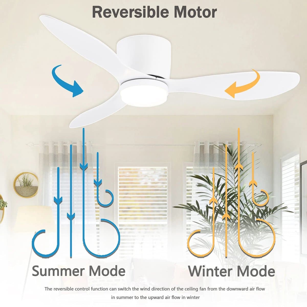 Raven Trading - Plafondventilator met LED Verlichting 132 cm – Afstandsbediening, 6 Snelheden en Zomer-/Winterfunctie – Stille Energiezuinige Ventilator met Instelbare Lichtkleur voor Woonkamer, Slaapkamer en Kantoor — afbeelding 1
