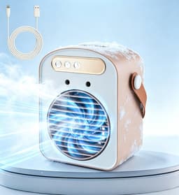 Mini Luchtkoeler met Verneveling - Draagbare Air Cooler en Luchtbevochtiger - Draagbare ventilator - USB Oplaadbaar - Voor Bureau, Slaapkamer en Kantoor — thumbnail 1