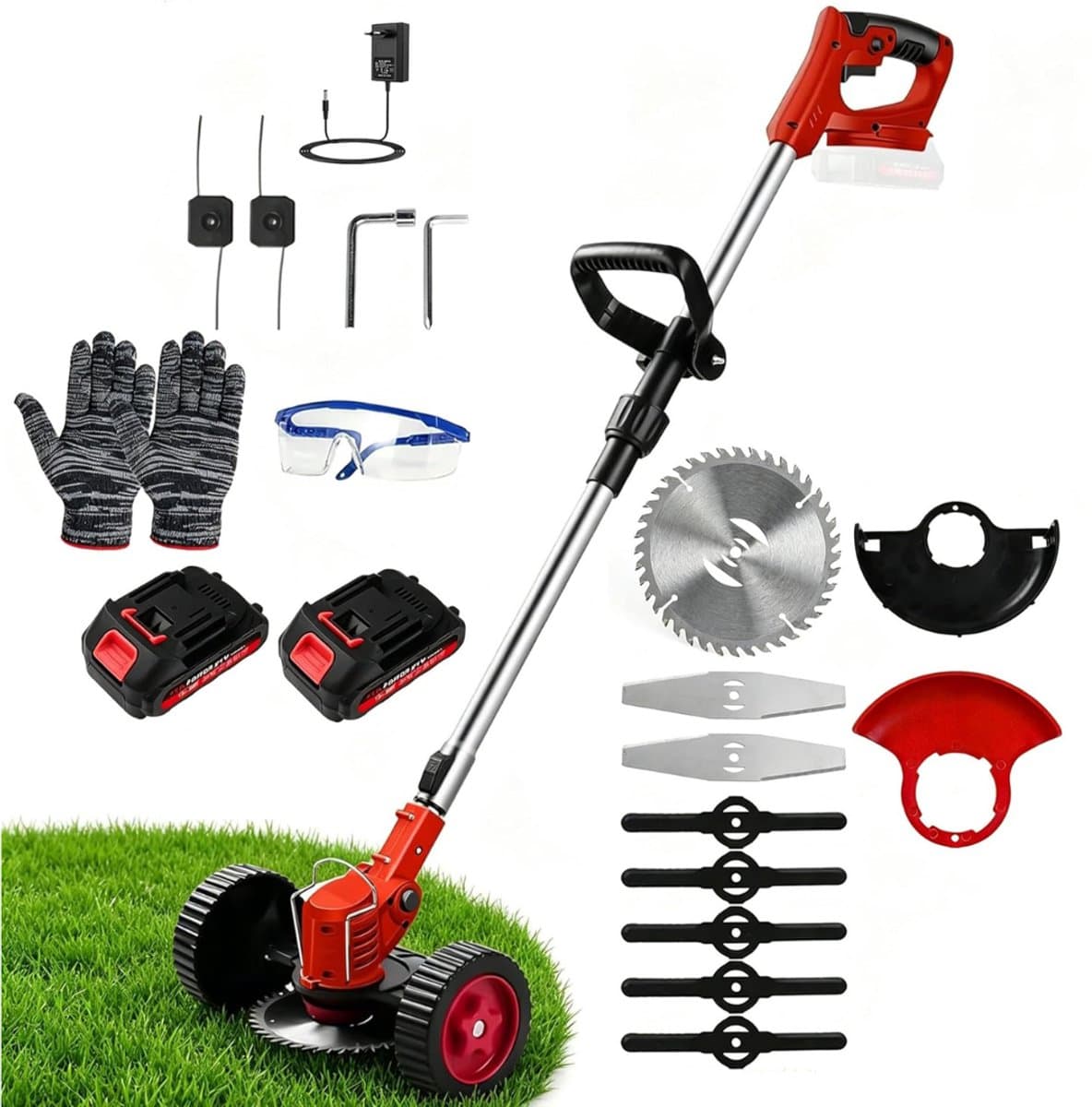 CRLYN® Grasmaaier Elektrisch - Grastrimmers met Accu - Rood — afbeelding 1