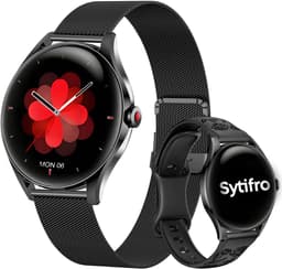 SYTIFRO smartwatch dames -smartwatch met 3D bolvormig glas - horloge dames 1.32" AMOLED 60Hz - 300 mAh (7 dagen) horloge - 130+ sportmodes & 2 jaar garantie — thumbnail 1