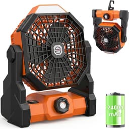 Draagbare campingventilator/tentventilator, 24000mAh capaciteit, 3-in-1 buitenventilator met LED-verlichting, 3-4 windsnelheden, geschikt voor buitenreizen, vissen en tenten. — thumbnail 1