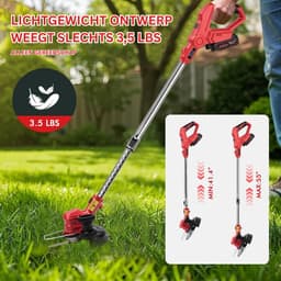 CRLYN® Grasmaaier Elektrisch - Grastrimmers met Accu - Rood — thumbnail 2