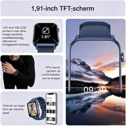 Blackview R30Max- Smartwatch Heren en Dames | Bellen en Gebeld Worden | 1,91 inch smartwatch | meer dan 100 sportmodi | slaapmonitor | hartslagmeter | SpO2 | Geschikt voor iOS en Android | Blauw — thumbnail 5