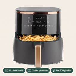 Cheqo® Airfryer - Hetelucht Friteuse - Heteluchtfriteuse - Friteuse zonder Olie - Luchtfriteuse met Digitaal Display en Touchscreen - 8 Automatische Programma's - Timer - Airfryer XL Zwart Goud - Frituurpan - Gezond Frituren voor het Hele Gezin — thumbnail 2