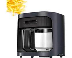 Airfryer Olievrij - Heteluchtfriteuse Gezond - Gezond Koken - Glazen Pan - 4.5L - Zwart