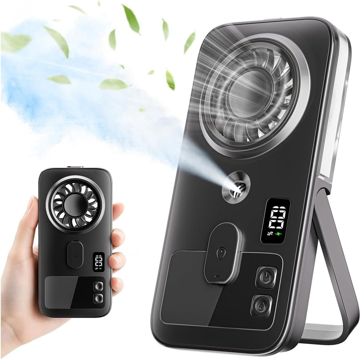 Handheld Misting Fan - Oplaadbare draagbare persoonlijke koelventilator met 4 snelheden en waterspray, stille lichtgewicht mini handventilator voor reizen, thuis kantoor, buiten en strand — afbeelding 1