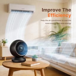 VHV - Tafelventilator - Oplaadbare Bureauventilator 4000 mAh - Stille Luchtcirculator met 7 Standen - Kantoor & Slaapkamer - Zwart — thumbnail 4