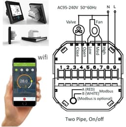 Slimme Thermostaat - Kamerthermostaat Verwarming Koeling - Comfort Thuis Creëren - 0.5 Graden Nauwkeurigheid - 2P WIFI - Zwart — thumbnail 4